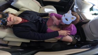 Affair お互い夫婦のお出かけを断って不倫カーセックスする2人