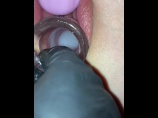 Cumming In Her Gaping Pussy. Hollow Plug