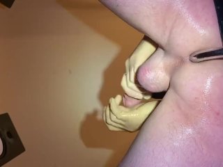 I Love The Feeling Of This Smooth Metal Curved Dildo In And Around My Hairless Asshole