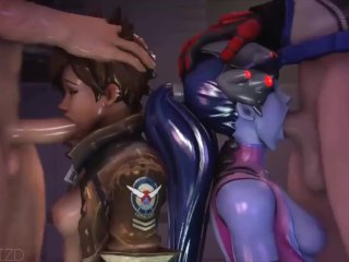 Widowmaker And Tracer Both_Getting Face Fucked Hard