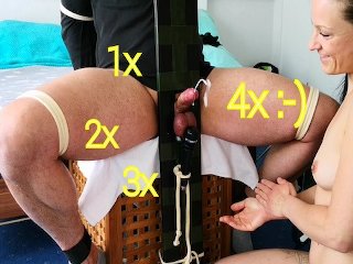 Das Sperma Spritzt Und Spritzt Und Spritzt:-) Femdom Pranger Pillory Milking Slave
