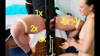 Cock Ring Femdom Pranger Pillory Milking Slave Das Sperma Spritzt Und Spritzt