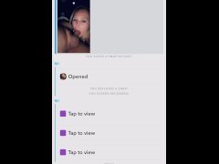 Snapchat screen recording blonde deep throats dick blowjob