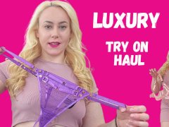 Luxury try on haul sexy lingerie hot blonde milf