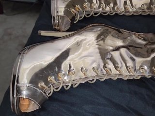 Fucking My Wifes Gold Thigh High Boots