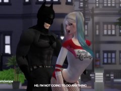 Harley Quinn teasing batman until she gets the bat's big dick