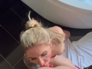 POV Blonde with a Pumped_Pussy Is Fucked in_the Toilet. Dessertlady.