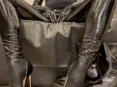 Shiny PVC and latex heels and boots touching and rubbing with sounds