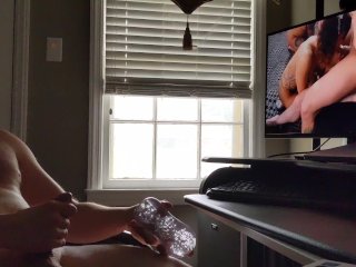 Straight Guy Masturbates To Bi Porn With Sex Toy