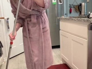 YoungWoman Pisses On Kitchen Floor_While Cleaning
