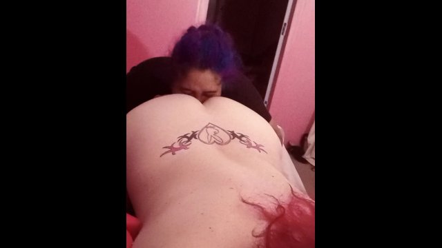 Lesbian eating my ass, licking the hell out of my anal