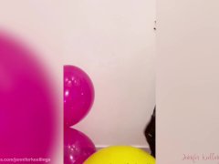 Ball busting hot cougar pops balloons with her high heels - JenniferKeellings