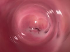 Internal camera inside tight creamy Vagina