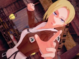 Attack On Titans Hentai - Annie Boobs And Cumming Outside - Hentai 3D + Pov