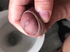 Pre cum before I even got to the toilet. Horny as fuck