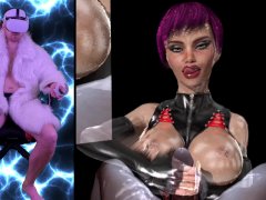 Playing sex slave in VR game. Virtual reality femdom