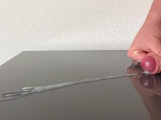 Huge Cumshot On Reflecting Table After Days Of Edging