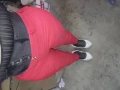 Testing my red rose pants with my inflated legs