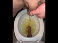 Piss And Cum All Over My Suction Dildo In The Toilet And Then Suck Off The Cum From The Tip