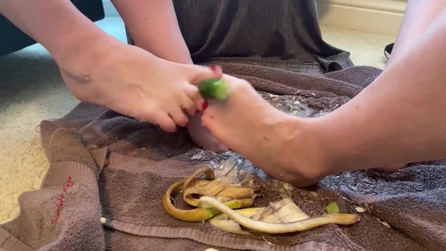 FULL Foot Fetish Food Porn Lesbian Cucumber Crushing