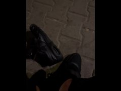 Shoeplay on bus stop
