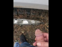 Washing the tire with piss