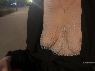 Street Pick Up of Shameless Slut. Stranger Knead Her Boobs_Right inPublic Park.