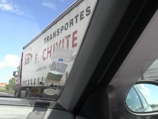 I Dildo My Pussy and Show My Tits to the Truckers on theHighway