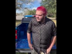 Chub Jerks Off In Back Of His Truck Outside