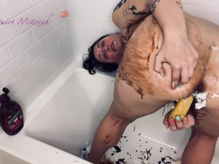 Jewish Slut Turns_Self Into a Messy Sundae and Stuffs Holes with Whipped CreamAnd Banana