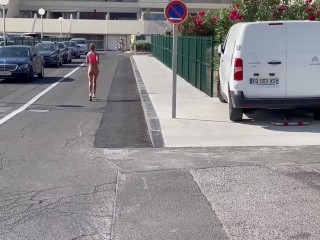 Morning Run Of Monika Fox Without Panties Through The Streets Of The City