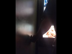Small Dick Slides Through Gloryhole and Sexy Guy Jerks Him Off