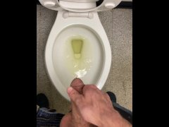 Working desperate to piss running to public restroom huge dick moaning relief almost wet myself