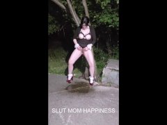 Public piss in red high heels