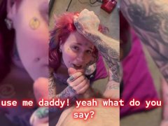 submissive slut begs to suck daddy's balls