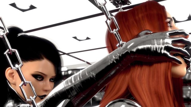 Black Widow in Hardcore Metal Bondage and Latex 3D BDSM Animation