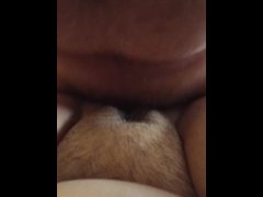 Husband fucks wife's pussy and creampie