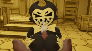 Bendy And The Ink Machine Bendy Jerks Off A Dick With Her Large Breasts For A Guy B