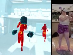 MATRIX SIMULATOR  Billie Gets Pokies Playing SuperHOT VR with the AC BLASTING