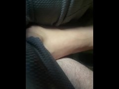 Public Footjob and pussy upskirt while eating