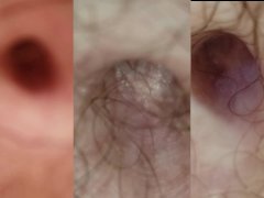 3 Extreme Closeups and Zooms of Belly Button in Multi Cam