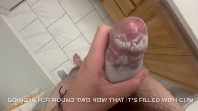 Big Thick Hairy Cock Cumming Twice Into New Tenga Pocket Sleeve Toy