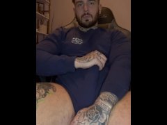 Hunk amateur model loves to show his big uncut dick when he's bored