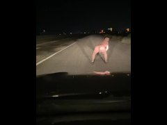 Exhibitionist Plays With His Dildo By The Highway