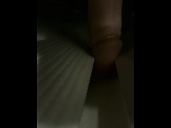 Mommy fucks door frame and closes the door on fake cock