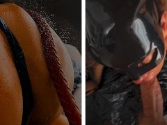 He whips my wet ass until I cum. Final Blowjob - Kinky Milf BDSM