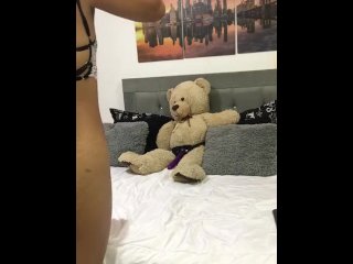 This Girl Was Very Horny So She Put the Harness on HerTeddy and with Lubricant_She Fucked_Him