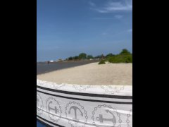 Playing pussy on a public beach | milf | amateur | beach