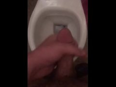 Masturbating and cumshot in a public cafe’s bathroom