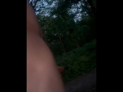 Jerking naked in forest